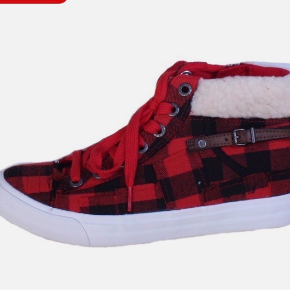 Blowfish Memphis Buffalo Check Red Plaid High-Top Sneakers Size 7